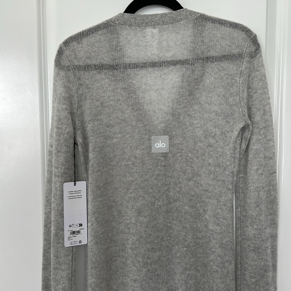 NWT ALO Yoga Sheer Cashmere Long Cardigan Athletic Heather Grey XS - Picture 6 of 9